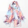 Halsdukar heta mode kvinnor foulard bandana prick halsduk chiffong georgette lång sjal sommar halsduk solskyddsmedel elegant 240410