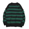 Zwarte streeptruien vernietigden gescheurde trui mannen pullover gat gebreide jumpers mannen oversized sweatshirt harajuku lange mouwen tops