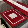 Red Table Runner Pillowcase Luxurious Napkin Modern Rhinestones Table Runner Faux Soft Home Wedding Tablecloth Decor