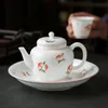 170 ml Retro Handmade Witte Peach Art Teapot White Jade Porselein Kung Fu Tea Master Potten met Strainer Huishoudelijke Teaware Gifts