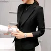 Frauenanzüge Blazer Black Women Blazer 2023 formelle Slim Blazer Lady Office Arbeit Anzug Taschen Jacken Mantel weiblicher Wein gekerbte Blazer Jacken Femme C240410