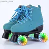 Skates à rouleaux en ligne Skates à rouleaux pour adultes glissants quad sneakers hommes femmes patins débutant 2 rangées Chaussures à rouleaux patines avec 4 roues flash y240410