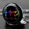 Pocket Watches Faith Hope Love Design Glass Dome Vintage Quartz Pocket Men Women Pendant Necklace Chain Charm Clock Jewelry Gift Y240410