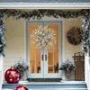 Decorative Flowers Christmas Wreaths For Front Door Decor Winter Wreath With Silver Berries Pine Cones Handmade Needle Home Supplies