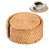 Table Mats Woven Round Placemat Natural Water Hyacinth Place Non-Slip Tableware Bowl Pads Kitchen Drink Cup Coasters