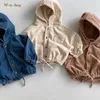 Baby girl Boy Croundoy Hooded Veste enfant Toddle Enfant Jean Coat Blazer Outwear String Drawing Spring Automne Baby Clothes 1-7y