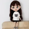 Nouvelle arrivée Blyth Doll Vêtements T-shirt blanc chat mignon et short noir pour blythe Barbie ob22 ob24 Azone Dolls Accessoires