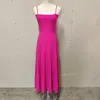 Robe longue plissée plissée haute robe midi