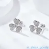 Édition Seiko Brands d'oreilles Vancefe NOUVEAUX petites petites fraîches Clover Lucky Moisanite Silver plaqué 18k Gold Designer Brand Logo Grave Boucle d'oreille