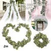 New Artificial Fake Eucalyptus Garland Willow Green Long Leaf Plants Greenery Foliage Wall Hanging Style Home Garden Decor