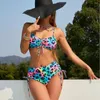 Menas de banho feminina Bikini de leopardo sexy 2024 Mulheres Push Up Micro Swimsuit Brasilian Beach Dois pedaços de maiô de maiô de cintura alta Biquini Summer