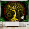 Bruja mística Tapiz de árbol en blanco y negro Tapiz de árbol colgando psicodélico deseos árbol hippie mandala decoración del hogar