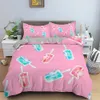 Modern sängkläder set blommönster täcke täcke sovrum 3d polyester täcke täckning söt persika kung storlek för flickor kvinnor gåva