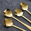 812pcs roestvrijstalen kers rozenbloem goud schep koffielepel geschenken keuken dessert thee -accessoires tabelgerei decoratie 240410