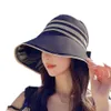Donne di crema solare in gomma nera in estate, moda resistente ai raggi UV, top vuoto, grande bordo per viaggi, cappello da sole versatile nuovo