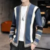 Мужские свитеры вязаный свитер мужчина V Sece Clothing Cardigan гладкий синий полосатый корейский стиль Y2K Vintage Spring Aduumn Designer Luxury X A