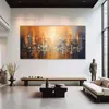 Abstract Golden CityScape Oil Painting Hand GilT Abstract Landscape Canvas Painting for Living Room Decor Impression Wall Art