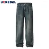 Jean pour hommes Splash Ink Wasted Mens High Street Street Line Loose Ligne Pantalon Denim Ripped Denim Men