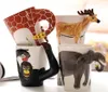 Neues Design kreativer Keramik 3d Tasse, Kaffee Milch Puer Tea Tassen 3d Tierform handgemalte Tiere Giraffe Kuh Monke Tasse Geschenk