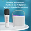 Microphones Portable Wireless Dual Microphone Karaoke Machine Bluetooth PA Enceinte KTV DSP System HIFI Stéréo RVB Couleur LED LIGHTQ