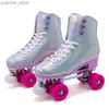 Skates à rouleaux en ligne Quad Wheels Skating Double Row Roller Chaussures Rouleau Skates pour hommes Adultes Femmes Child Débutant Sneaker coulissant avec 4 roues Y240419 4AQ4