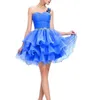 Short Homecoming Dresses One-Shoulder Crystal Bow Lace-up Tulle Ball Gown Cocktail Formal Occasion Cocktail Prom Party Graudation Gowns Hc16