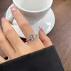 Top grade Designer rings for womens Tifancy Edition Copper Plated Silver Opening with Diamonds Double T Ring for Female High end Fashion Versatile Gift original 1:1