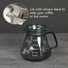 Servidor de café da gama de vidro transparente Leeseph para despejar com chá 600 ml20 oz de panela corporal espessa preto 240410