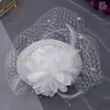 JM08 BRIDES Fascinador Sinamay Casamento Birdcage Veil 2022 Chapéus de noiva com pérolas Cocktail Baven Cage Cocktail Tiara