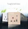 Eiomr Glass Panel 13A UK Standard Switched Wall Socket mit Kinderschutz -Tür -Stromversuche mit USB -Ladeanschluss