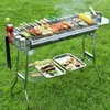 Household Barbecue Outdoor Thickened Stainless Steel Grill BBQ Wood Charcoal Grill Portable Folding Grill Barbecue Appliances 240409