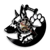 Raça de cão Alemão pastor de cães Arte Decoração de parede Relógio Personalizar nome de cão Relógios de parede de vinil Relógios de parede Modern para amante de animais de estimação