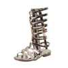 Mooie kinderen meisjes sandaal glitter ster zomers strandschoenen knie high top gladitor sandalen meisjes mooie Romeinse laarzen H01044 240326