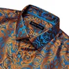 Designer Silk Shirts for Men Blue Gold Green Red White Black Paisley Embroidered Slim Fit Male Blouses Casual Long Sleeve 240407
