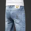 Men's Jeans designer New summer light denim 5-point shorts men's slim fit small ft elastic Hong Kong fashion printing TB3D DYNX