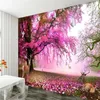 Пользовательские 3D обои росписи Sika Deer Fantasy Cherry Tree Living Room TV Фоон Бейсной стены картина обои 279Z