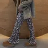 Calça feminina feminina feminino negócio casual leopardo estirado cintura slim fit ladies capris feminina moda alta calça de calça alta