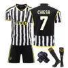 Koszulki piłkarskie 24 Juventus Home Black Hovic 9 Jersey di Maria Pogba 10 Zestaw piłkarski