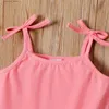 Kız Elbiseleri Bebek Yenidoğan Yaz Bebek Giysileri Kız 95 Pamuklu Fil Mektup Baskı Pembe Piled Cami Casual Plaj Elbise L47