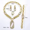 Juegos de joyería de Dubai para el collar de cuello para mujeres Anillo de brazalete cuadrado Diseño de lujo de lujo 4PCS Party 240402