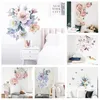 Aquarel bloemen muurstickers voor woonkamer slaapkamer bank bedacht achtergrond zelfklevende vinyl sticker muurschildering huis kunst decor