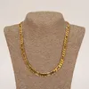 전체 클래식 피가로 쿠바 링크 체인 목걸이 팔찌 세트 14K Real Solid Gold Cloind Copper Fashion 남자 여자 Jewelr2052