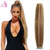 Vraie Beauty Ponytail Clip de cheveux humain dans les extensions de cheveux Brazilian Remythick Roir queue de cheval enveloppe autour de la postiche de 30 cm à 75 cm