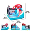 Opblaasbaar kasteel met veiligheidsnet en barrières voor kinderfeestjes Portable Bouncer Slide Combo Jumping Jumper Bounce House With Slide Indoor Toys Racing Cars Theme