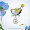 Bamoer 925 Sterling Silver Colored Flower Bird Charms Sunflower Pendant Fit For Original Armband Bangle Fine Smycken DIY