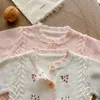 Infant Kids Baby Girls Cardigan Coat herfst winter schattig babymeisjes lange mouw borduurwerk bloem gebreide kindervords jas