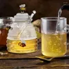 Storage Bottles Creative Glass Honey Jar With Spoon And Lid Household Clear Stirring Bottle Supplies