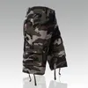 Homens de carga de cargo camuflados com calças casuais esportes shorts de algodão meio joelho calça cáqui shorts marrons respiráveis 240410