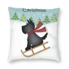 Oreiller écossais terrier couvre canapé décor de décoration de Noël de chariot à chien de chariot à lancer 45x45 Bureau décoratifs taies d'oreiller