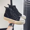 Buty zwykłe vintage brązowe płótno mężczyźni High Top Sneakers Kobiety parę espadrille wygodne platforma wulkanizowanego mężczyzny 2024